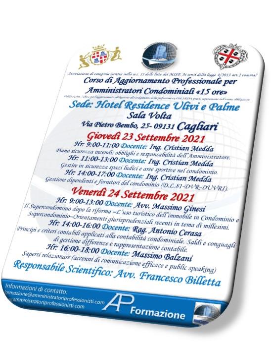 corso di aggiornamento Cagliari – 23/24 settembre 2021